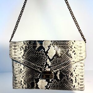 JCrew Factory Faux Snakeskin Envelope Clutch w/chain strap
